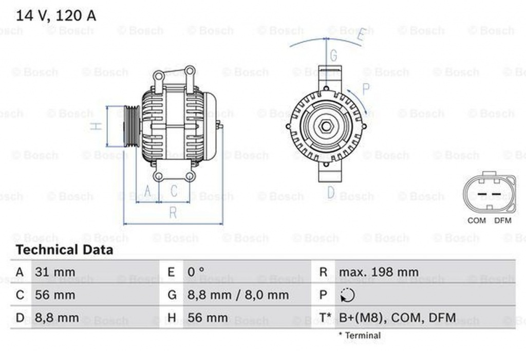 Alternator MERCEDES-BENZ E-CLASS T-Model S211 BOSCH 0986045380