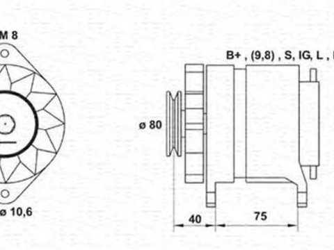 Alternator MERCEDES-BENZ SLK R170 MAGNETI MARELLI 943346136010