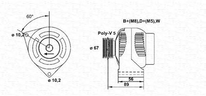 Alternator MERCEDES-BENZ SPRINTER 2-t platou sasiu 901 902 MAGNETI MARELLI 943356310010