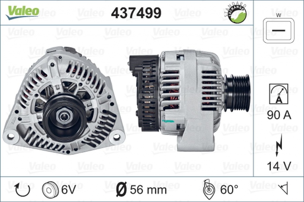Alternator MERCEDES-BENZ SPRINTER 3-t platou sasiu 903 VALEO 437499