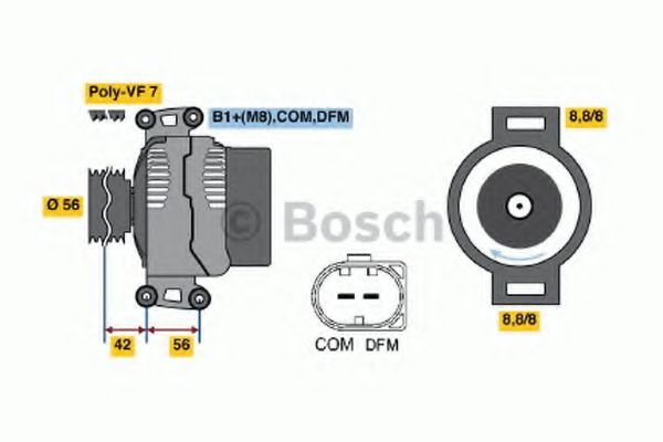 Alternator MERCEDES C-CLASS T-Model (S203) (2001 - 2007) Bosch 0 986 045 380