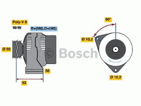 Alternator MERCEDES CLK (C208) (1997 - 2002) Bosch 0 986 041 320