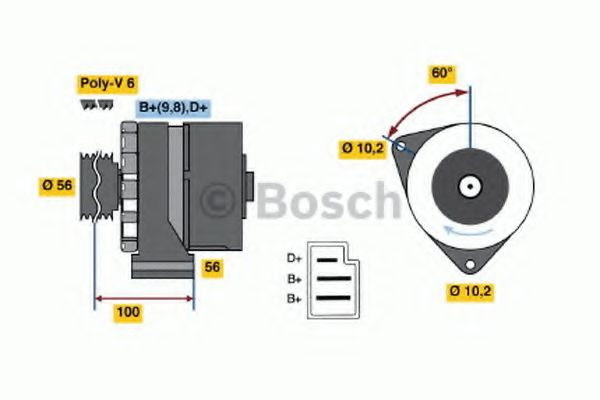 Alternator MERCEDES E-CLASS Break (S124) (1993 - 1996) Bosch 0 986 033 810