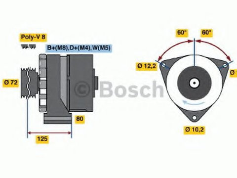 Alternator MERCEDES VARIO cabina cu motor (1996 - 2016) Bosch 0 986 040 260