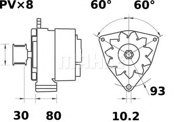 Alternator MERCEDES VARIO caroserie inchisa/combi (1996 - 2016) MAHLE ORIGINAL MG 586