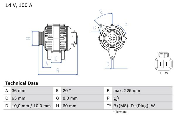 Alternator OPEL ASTRA 2000-2009 BOSCH 0986043981