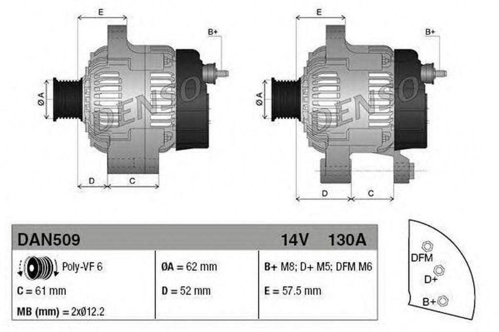 Alternator OPEL ASTRA H caroserie L70 DENSO DAN509