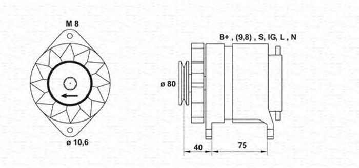 Alternator OPEL CORSA B 73 78 79 MAGNETI MARELLI 943346136010