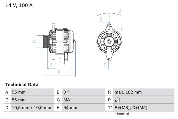 ALTERNATOR ~ OPEL VECTRA C (Z02) 1.8 16V 1.6 16V (F69) 1.8 (F69) 100cp 110cp 122cp 2002 2003 2004 2005 2006 2007 2008 ~ 0 986 042 740 ~ BOSCH