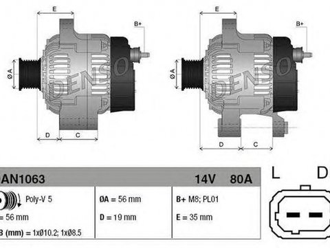 Alternator PEUGEOT 106 II 1 DENSO DAN1063