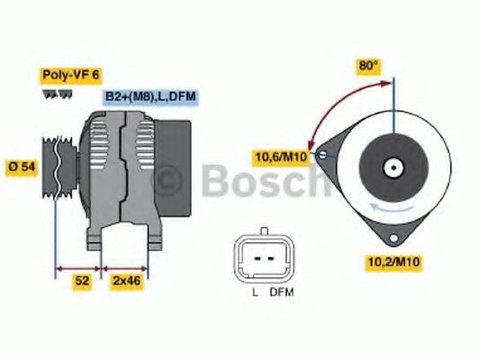 Alternator PEUGEOT 206 CC (2D) (2000 - 2016) Bosch 0 986 046 240