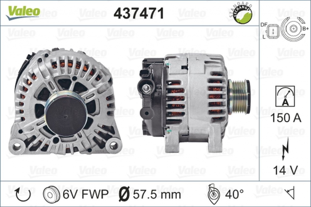 Alternator PEUGEOT 406 Break 8E F VALEO 437471