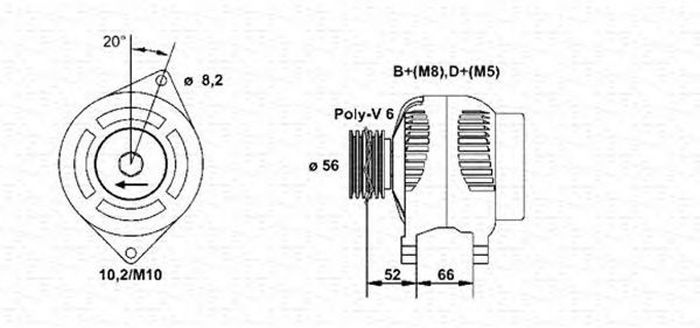 Alternator PEUGEOT BOXER bus 230P MAGNETI MARELLI 943356964010