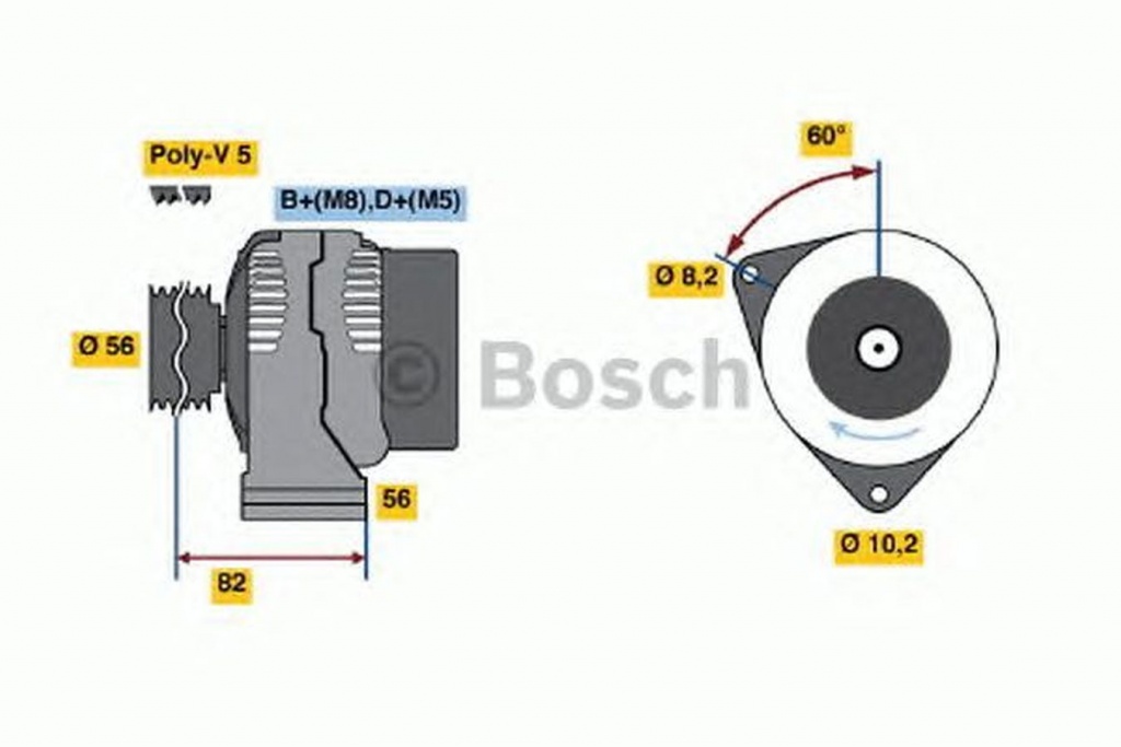 Alternator PEUGEOT PARTNER Combispace 5F BOSCH 0986038771