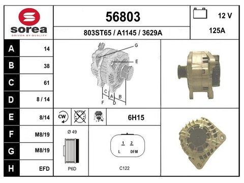 ALTERNATOR RENAULT LAGUNA,TRAFIC,MASTER , MITSUBISHI CARISMA , NISSAN INTERSTAR,PRIMASTAR , OPEL VIVARO