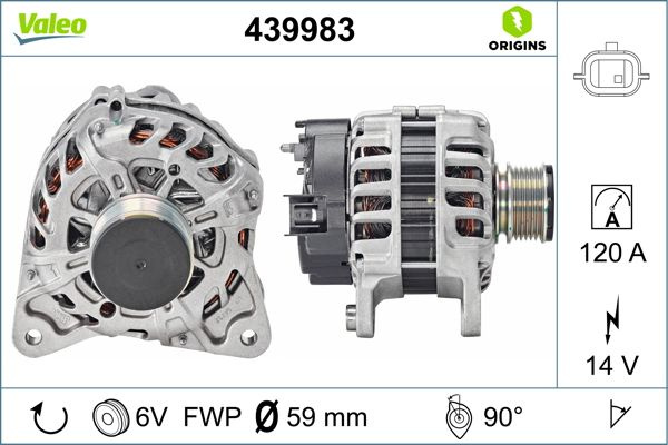 ALTERNATOR ~ RENAULT MEGANE III Hatchback (BZ0/1_, B3_) 1.5 dCi (BZ09, BZ0D, BZ1W, BZ29, BZ14) 110cp 2009 ~ VAL439983 ~ VALEO