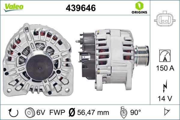 Alternator # Renault ScEnic 2009 2010 2011 2012 2013 2014 2015 2016 2017 2018 2019 2020 2021 2022 2023 2024 2025 # 439646 # VALEO