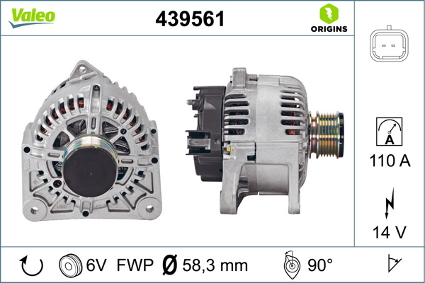 Alternator ~ Renault Symbol 2008 2009 2010 2011 2012 2013 2014 2015 2016 2017 2018 2019 2020 2021 2022 2023 2024 ~ 439561 ~ VALEO