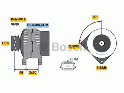 Alternator RENAULT SYMBOL II (LU1/2_) (2008 - 2016) Bosch 0 986 049 030