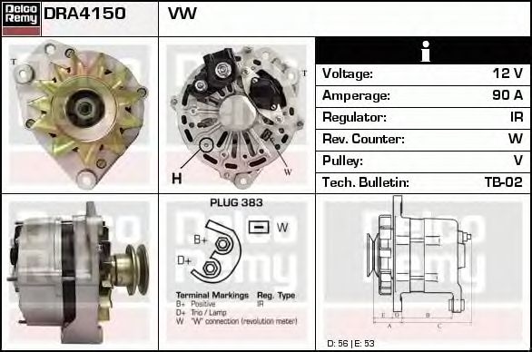 Alternator RENAULT TRAFIC II platou sasiu EL DELCOREMY DRA4149N