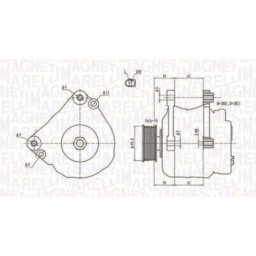 Alternator Seat: Altea (5p), Ibiza 4 (6j), Leon (1p), Toledo 3, Skoda: Fabia I, Octavia 2, Roomster , VW: Caddy 3, Golf 5 (1k1), Polo (6n2), Polo 5 (6r1), 1.4 16V, 1.4, 2.0 TFSI, 75 1.4 16V, 1.4 (6R1), 1.4 BiFuel, fulie 49.8mm, MAGNETI MARELLI