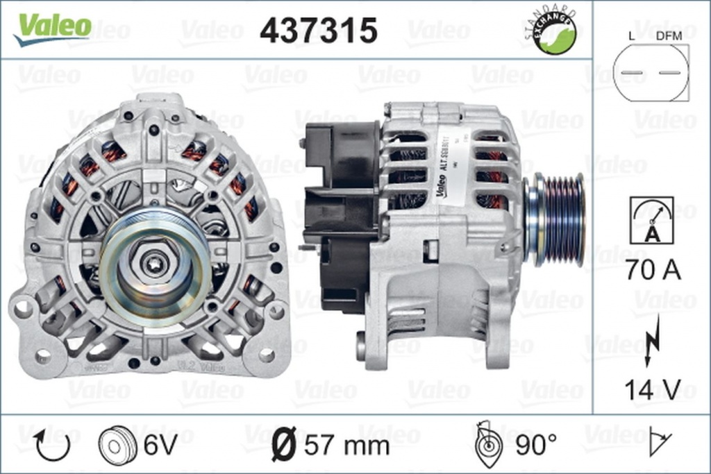 Alternator SEAT IBIZA V 6J5 6P1 VALEO 437315