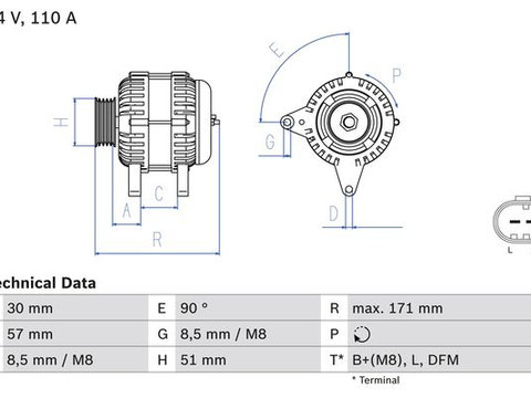 Alternator SKODA RAPID 2012-2015 BOSCH 0986045320