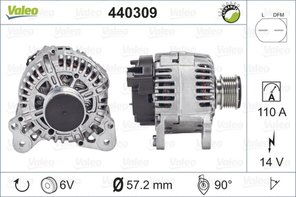 Alternator SKODA ROOMSTER 5J VALEO 440309