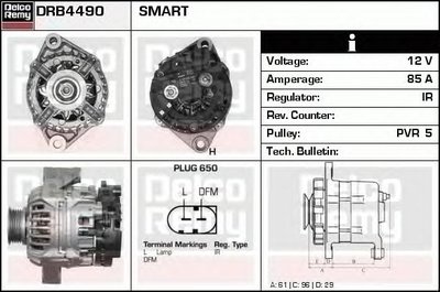 Alternator SMART FORTWO Cabrio 451 DELCOREMY DRB44
