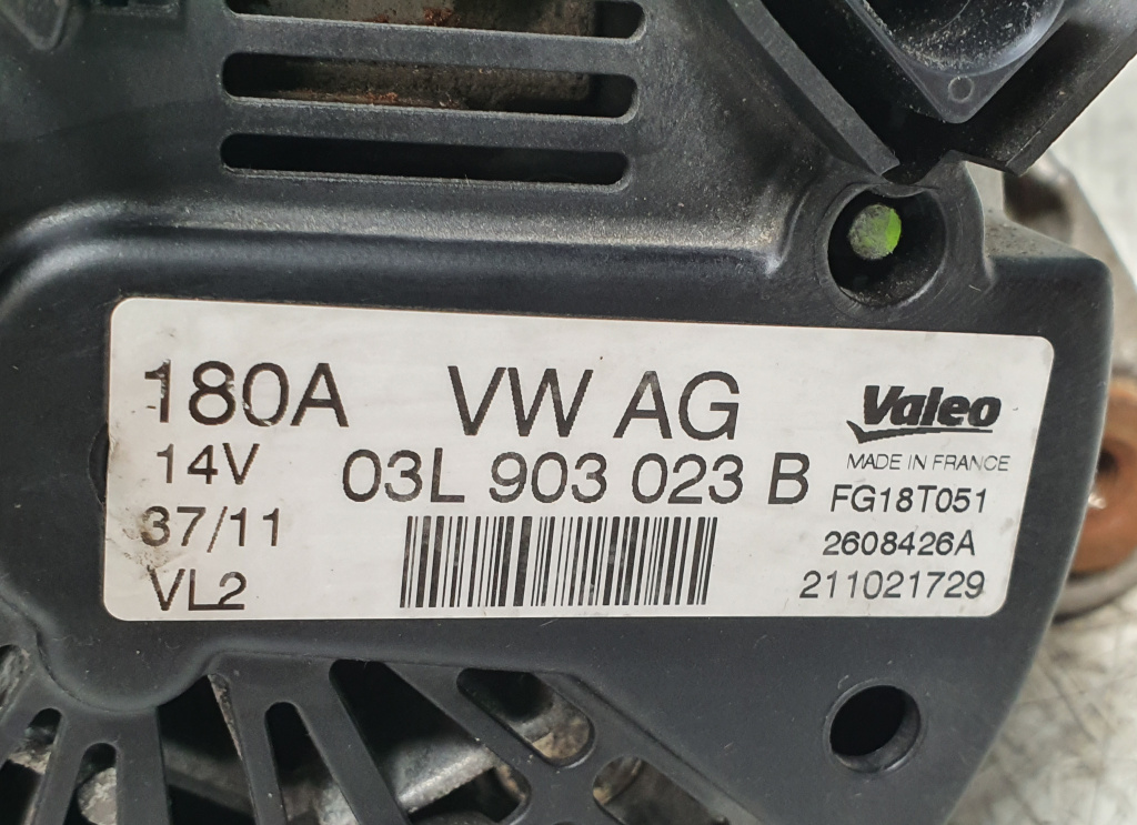 Alternator Valeo 03L 903 023 B, Volkswagen Passat B7, Euro 5, 125 KW, 2.0 TDI, Generator, Lichtmaschine, Generátor
