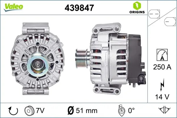 Alternator Valeo MERCEDES-BENZ SPRINTER 5-t caroserie (B906) 2006-2018 - 439847