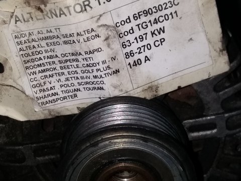 ALTERNATOR VALEO PENTRU AUDI A3 MOTOR 1,6TDI COD 6F903023C