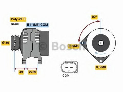 Alternator VW CADDY IV combi (Saab, SAJ) (2015 - 2016) Bosch 0 986 081 160