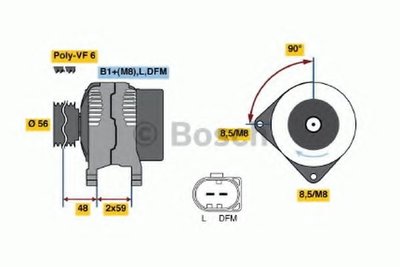 Alternator VW EOS (1F7, 1F8) (2006 - 2016) Bosch 0