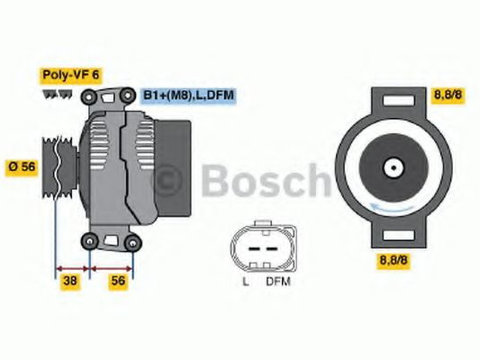 Alternator VW GOLF 6 Variant (AJ5) (2009 - 2013) Bosch 0 986 046 180