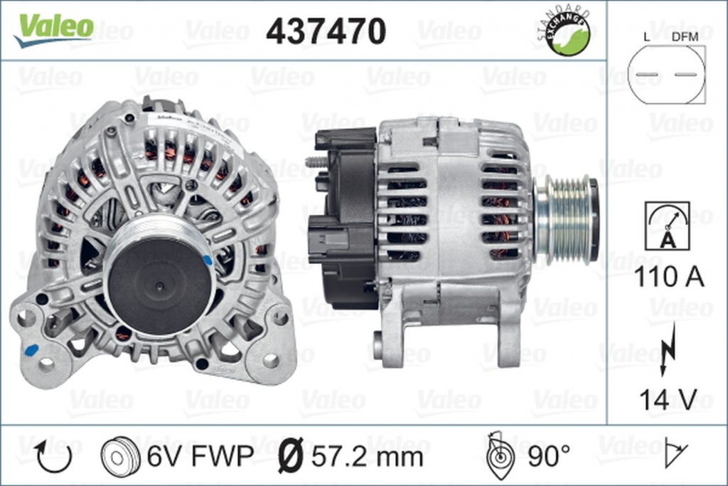 Alternator VW TRANSPORTER VI bus SGB SGG SGJ VALEO