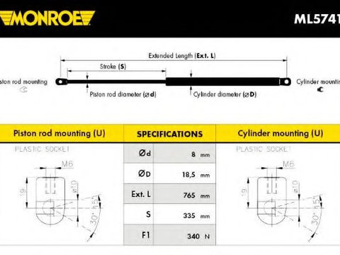 Amortizor capota AUDI A4 Allroad (8KH, B8) (2009 - 2016) MONROE ML5741 piesa NOUA