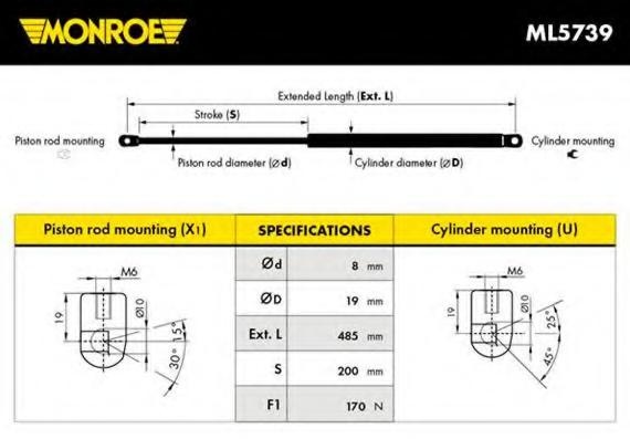 Amortizor capota AUDI Q7 (4L) - MONROE ML5739