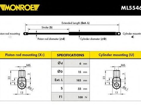 Amortizor gaz, masa pliabila RENAULT ESPACE Mk II (J/S63_) - MONROE ML5546