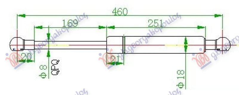 AMORTIZOR LUNETA (460L-100N) , RENAULT, RENAULT MEGANE SCENIC 99-03, 046408315