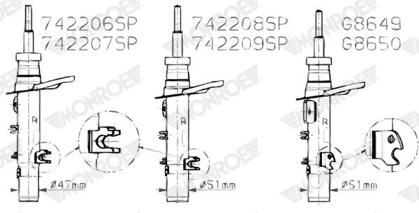Amortizor MONROE G8649 pentru masina CITROEN C3 / C3 ORIGIN III (SX) 2016 2017 2018 2019 2020 2021 2022 2023 2024 2025
