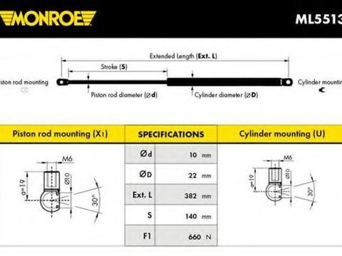 Amortizor portbagaj DAEWOO TACUMA (KLAU, U100) - MONROE ML5513