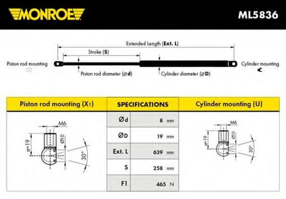 Amortizor portbagaj HONDA CIVIC VIII Hatchback (FN, FK) - MONROE ML5836