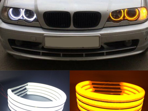 Angel Eyes Cotton Bmw Seria 7 E38 1994-2001 Lumina Alba DRL + Semnalizare Galbena Cod H-COT-WY06 260321-7