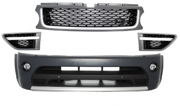 Ansamblu Bara fata si Grile Argintiu Negru compatibil cu Land Range Rover Sport L320 Facelift (2009-2013) Autobiography Design Tuning Land Rover Range Rover Sport 1 (facelift) 2009 2010 2011 2012 2013 COFBRRSAGB