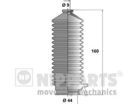 Ansamblu burduf directie J2842007 NIPPARTS pentru Toyota Corolla Mazda Rx Honda Ballade Honda Civic Nissan Pulsar Nissan Sentra Nissan Sunny Nissan Tsuru Nissan Hikari Honda Crx Honda Accord Toyota Carina Nissan Cherry