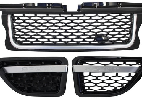 Ansamblu Grila Centrala si Grile Laterale Land Range compatibil cu ROVER Sport (2005-2008) L320 Autobiography Look Piano Black Edition