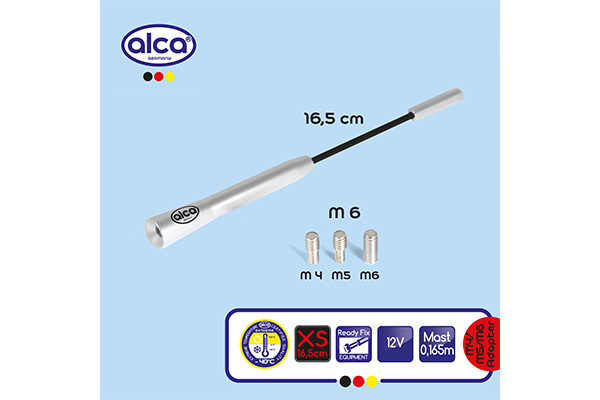 Antena auto cromata exterior cu 3 adaptoare (4-5-6mm), lungime 16.5 cm - ALCA (10837)