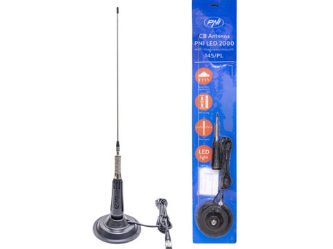 Antena cb pni led 2000, lungime 90 cm, iluminare in timpul emisiei, cu magnet inclus UNIVERSAL Universal #6 PNI-LED20-BM