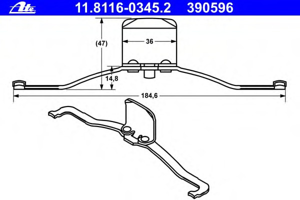 Arc etrier frana 11 8116-0345 2 ATE pentru Volvo C70 Volvo S40 Volvo V50 Opel Vectra Ford Focus